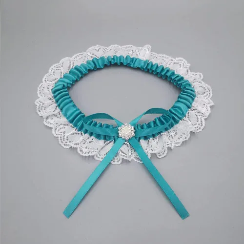 Vista 6 de MERRYJULY Ligueros nupciales para novia de encaje blanco para mujer, conjunto de liguero nupcial para boda, ligas de graduación