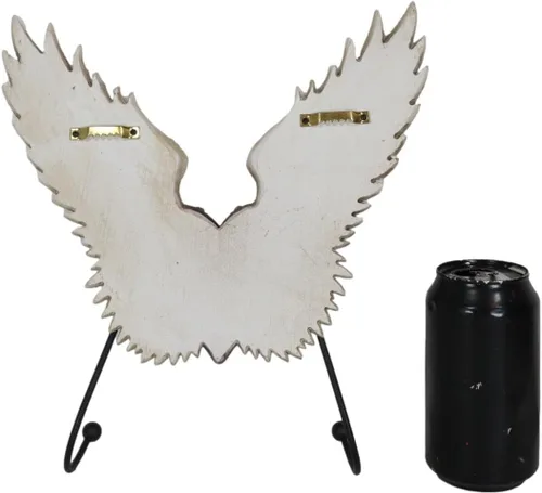 Vista 5 de Ebros Gift Corazón de flor de Lis de cuero sintético rústico occidental con alas de roca turquesa y ángel, ganchos dobles decorativos para colgar