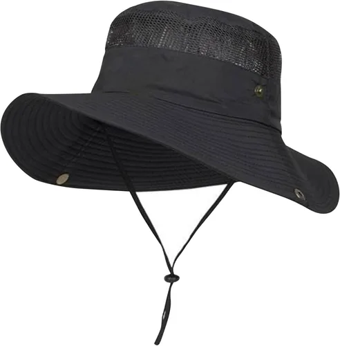 Vista 4 de Sombrero de sol con UPF 50 de ala ancha para pesca de verano para actividades al aire libre Beige