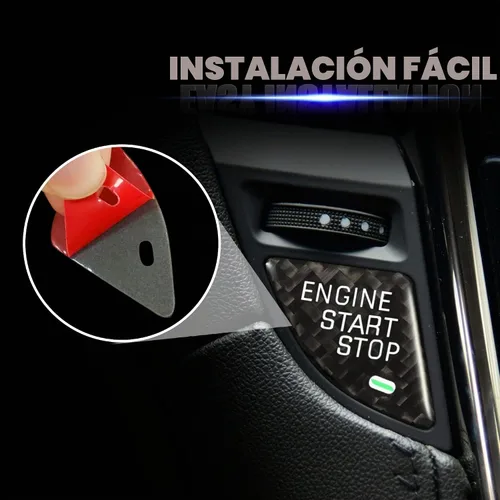 Vista 3 de TOMALL Adhesivo de fibra de carbono para botón de arranque del motor del automóvil Compatible con interruptor de motor Cadillac ATS ATS-L, cubierta