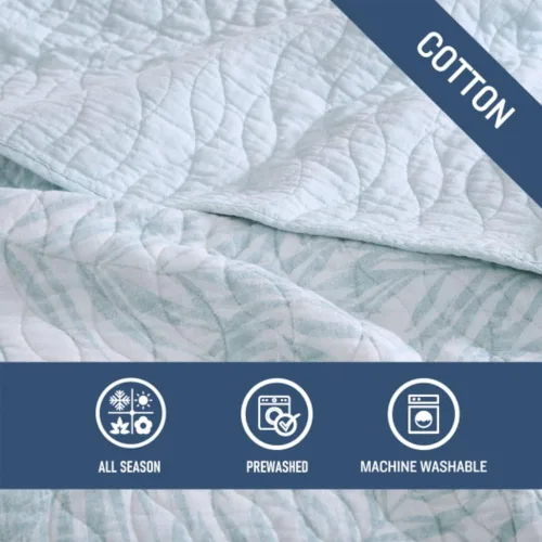 Vista 6 de Tommy Bahama - Juego de edredón tamaño individual, ropa de cama reversible de algodón con funda a juego, prelavada para mayor suavidad, artículos