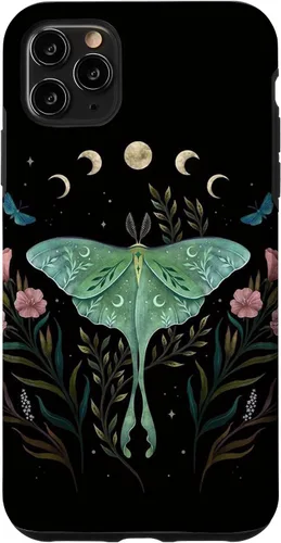 Vista 13 de Funda estética Witchy Luna Moth Flower Floral Moon Phases para iPhone 12 mini