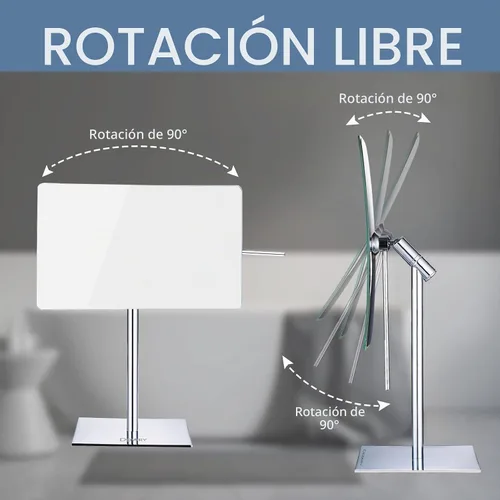 Vista 5 de DOWRY Espejo de maquillaje con aumento de mesa, espejo de tocador cromado