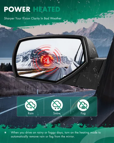 Vista 5 de SCITOO Espejo de visión lateral para Chevy Silverado 1500 2014-2018 2014-2017 para GMC Sierra 1500 22820378 con ajuste de potencia, calefacción