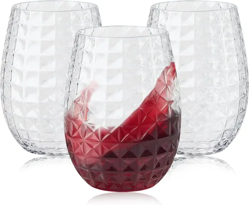 Vista 10 de Lueumxc Paquete de 40 copas de vino de plástico, vasos de vino desechables de origami de 12 onzas, vasos de cóctel de plástico transparente