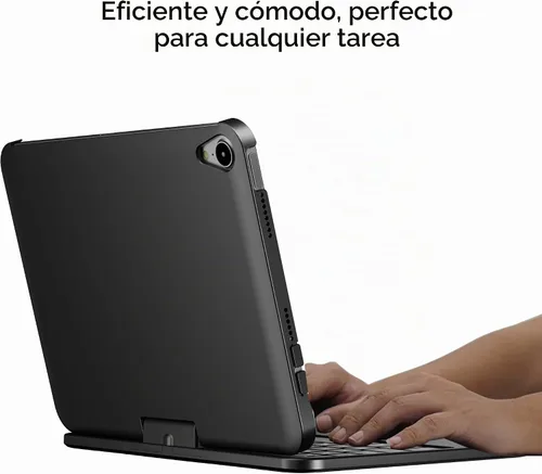 Vista 8 de edaiser Funda de teclado giratoria para Apple iPad mini 6ª 7ª generación a17 Pro, teclado Bluetooth compacto con trackpad retroiluminado RGB Negro