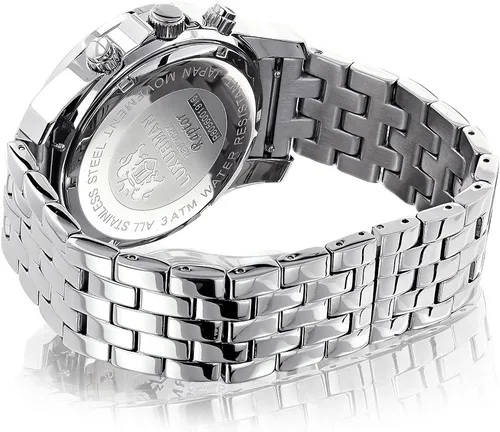Vista 2 de LUXURMAN Relojes de diamantes para hombre reloj Raptor con diamantes genuinos para hombre, caja de acero inoxidable de 0.25 ct, ACERO, Cronógrafo