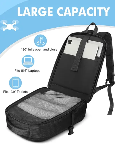 Vista 6 de PEKREWS - Funda para DJI Mini 3 / Mini 4 Pro, para RC 2, controlador RC-N3/N2/N1 Fits 15.6'' Laptop, Expandable 30 L Drone Backpack, Waterproof