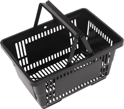 Vista 14 de 12 cestas de compras de 18 litros con asas, cestas de compras, carritos de comestibles con asas, cestas de plástico para tiendas de comestibles