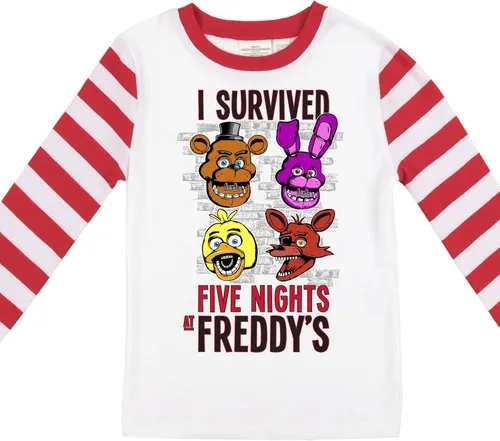 Vista 3 de Five Nights At Freddy's - Conjunto de camisa de manga larga a rayas rojas y blancas para niño