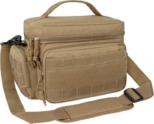 Vista 13 de opux Lonchera táctica para hombres, bolsa de almuerzo aislada negra para hombres adultos, enfriador de almuerzo suave a prueba de fugas
