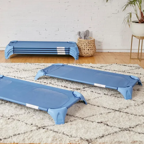 Vista 9 de ECR4Kids Stackable Cozy Cot with Storage and Name Tags, 6-Pack, Powder Blue Azul polvoriento