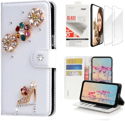Vista 8 de Bling SSBLDwSPSeries-15 - Funda de piel con tapa y protector de pantalla, diseño 3D hecho a mano