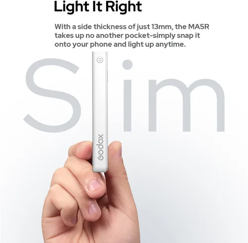 Vista 3 de GODOX MA5R - Luz LED RGB para teléfono, carga magnética, mini luces de video en cámara, iluminación para selfie para fotografía/TikTok/Vlog/Video