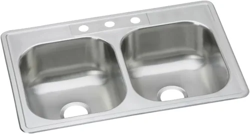 Vista 5 de Dayton DSE233191 Fregadero de Doble Tazón Igual Empotrable de Acero Inoxidable, Elite Satinado