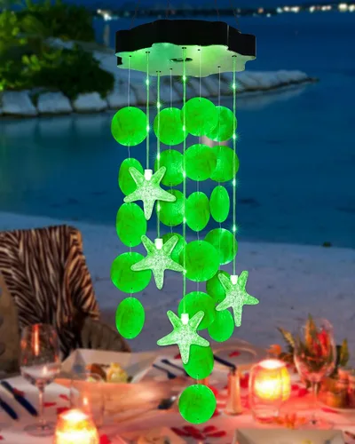 Vista 15 de Toodour Campanillas de viento solares para exteriores, conchas, regalos de luz para mamá, abuela, mujeres, esposa, niñas, luz móvil decorativa solar