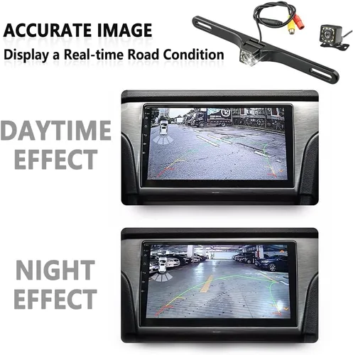 Vista 3 de Cámara de respaldo para automóvil, cámara de visión nocturna HD de 12 LED, cámara de respaldo gran angular de 150° para automóvil, con soporte