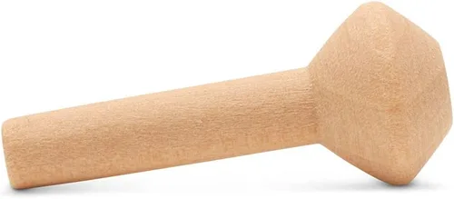 Vista 4 de Chimeneas de madera sin terminar, 1-1/2 pulgadas, parte de tren de madera sin terminar para manualidades, paquete de 25 pequeñas chimeneas de madera