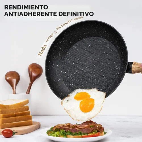Vista 2 de MICHELANGELO Sartén antiadherente con tapa, sartenes antiadherentes de 8 pulgadas con revestimiento saludable, sartén pequeña con mango que se