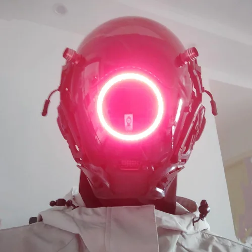 Vista 5 de Máscara punk cosplay para hombres y mujeres, máscara tecnológica futurista, máscara de cosplay de Halloween, accesorios para fiestas y festivales