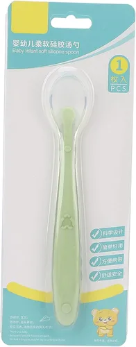 Vista 3 de Cuchara de alimentación para bebés, cuchara para bebé, silicona de alta elasticidad, diseño de envoltura completa, silicona de grado alimenticio
