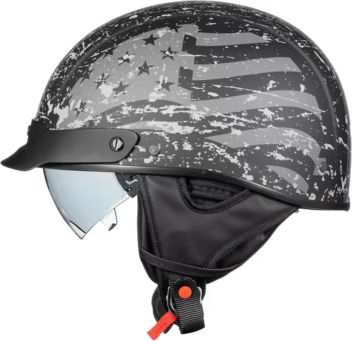 Vista 9 de ILM Medio casco de fibra de vidrio para motocicleta con visera para motocicleta, crucero, ciclomotor, scooter DOT modelo A213
