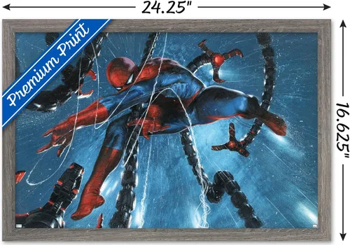 Vista 3 de Trends International Marvel Comics-Spider-Man, Doctor Octopus-Rain Cover Póster de pared, 14.725 x 22.375 pulgadas, versión enmarcada de madera