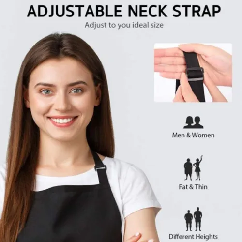 Vista 5 de UPKOCH 2pcs Black Kitchen Aprons for Men and Women, Multi-functional Cooking and Bbq Work Apron with Adjustable Straps, 70x75cm Food Service