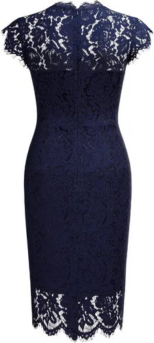 Vista 7 de Miusol - Vestido para mujer retro de encaje floral, ajustado, vestido de noche, para cóctel, minivestido