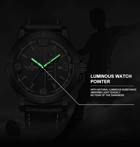 Vista 6 de NAVIFORCE Fecha Cuarzo Hombres Casual Militar Deportes Japón Movimiento de Cuarzo Relojes de Pulsera de Cuero Genuino Gery