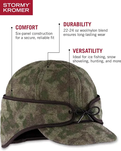 Vista 32 de Stormy Kromer Rancher Cap - Gorro de lana Thinsulate de invierno con orejeras de forro polar