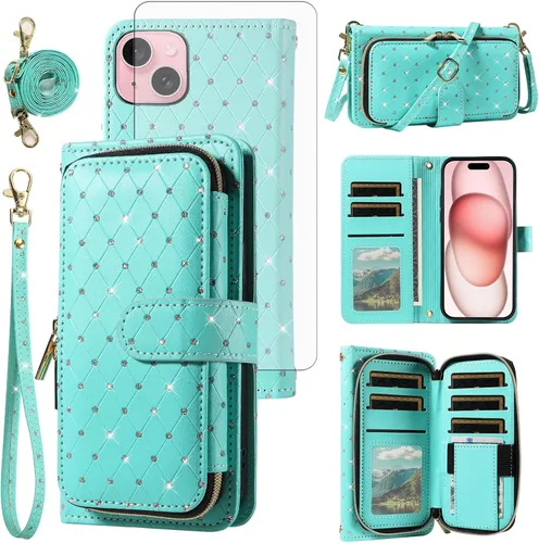 Vista 176 de Funda para teléfono iPhone 6 6S con cremallera y protector de pantalla con protector de pantalla, correa de cordón cruzado, ranura para iPhone 6 Six