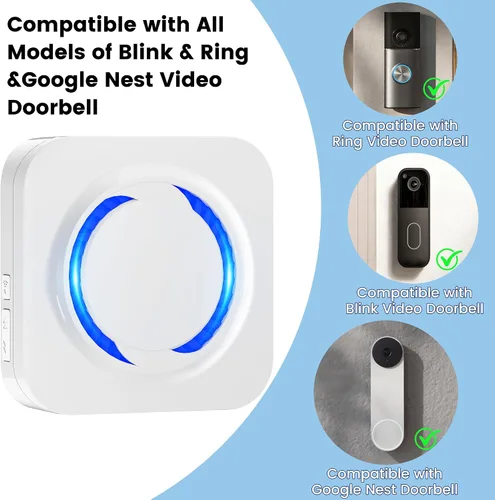 Vista 8 de Extensor de timbre inalámbrico para Ring Blink Google Nest Smart Doorbell Booster,2.4GHz Wi-Fi,Easy to Setup, No Range Limits, Works with Alexa