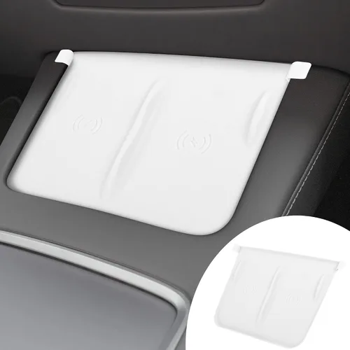 Vista 6 de Tinlucys Alfombrilla de carga inalámbrica para consola central diseñada para Tesla Model 3/Y 2021-2024, accesorios interiores de consola central