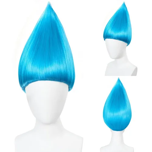 Vista 6 de ANOGOL Peluca divertida azul cielo para mujeres y hombres, peluca loca