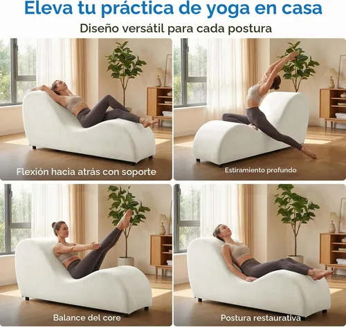 Vista 4 de Mjkone Tumbona de yoga de terciopelo para interiores, color beige