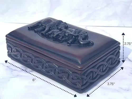 Vista 7 de Caja de abalorios de elefante con tapa para recuerdos de joyería, decoración familiar de elefantes Feng Shui, escultura de resina marrón de 6