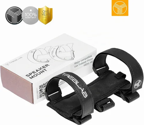Vista 7 de TREBLAB Soporte de altavoz Bluetooth - Soporte universal para altavoz Barandilla de carrito de golf para bicicleta, soporte de correa ajustable