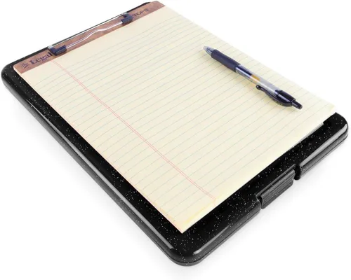 Vista 5 de Portapapeles con almacenamiento delgado plegable para enfermería, maestros, entrenadores y oficina, plástico resistente con soporte para bolígrafo