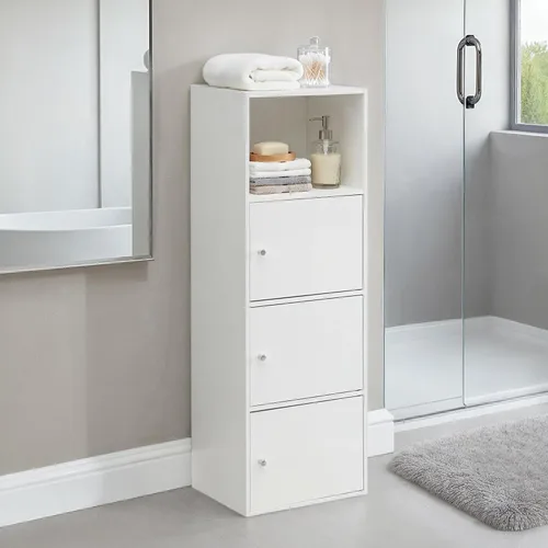 Vista 2 de Convenience Concepts Xtra Storage - Estantería de tres puertas con acabado de madera blanca