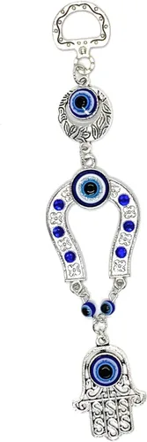 Vista 10 de LUCKBOOSTIUM Lucky Blue Evil Eye - Colgante colgante de ojo malvado, signo de protección y bendición, bonito dije para llaves del hogar, bolsa