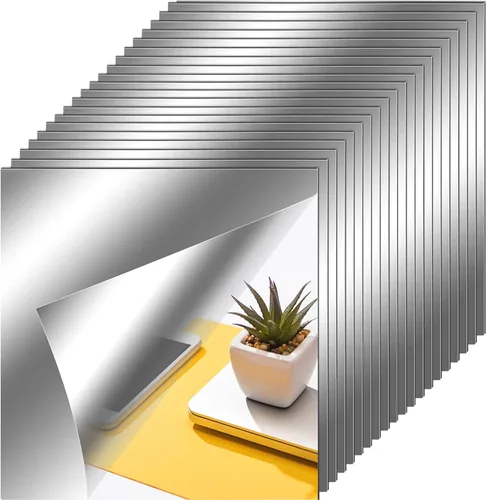 Vista 17 de Zonon Hojas de espejo flexibles autoadhesivas, no de vidrio, azulejos adhesivos para decoración de pared del hogar (20 piezas, 6 x 9 pulgadas)