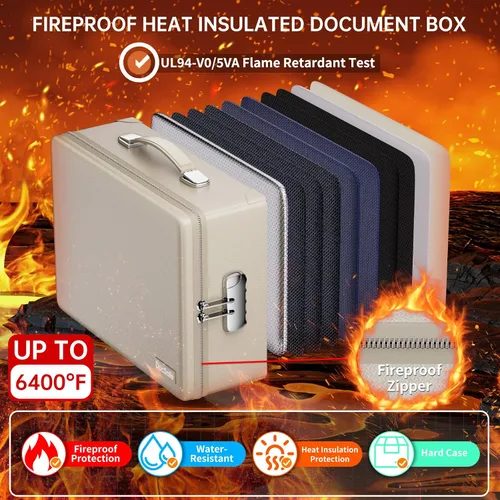 Vista 2 de DocSafe 6400°F Fireproof Document Box with Lock, 10 Layers Heat Insulated