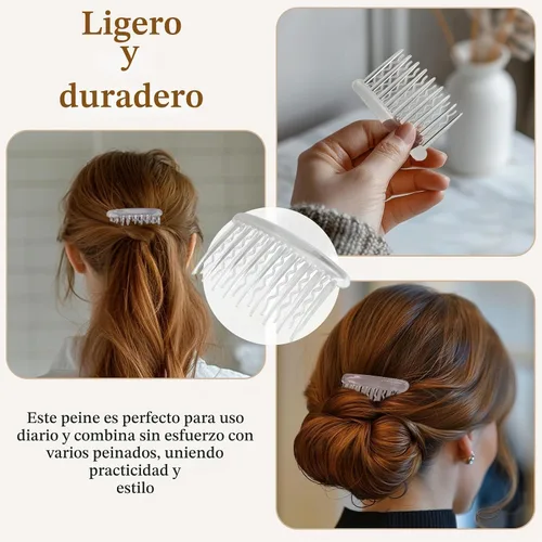 Vista 5 de 12 peines laterales de plástico transparente para el cabello, accesorios elegantes y ligeros para peine de dientes