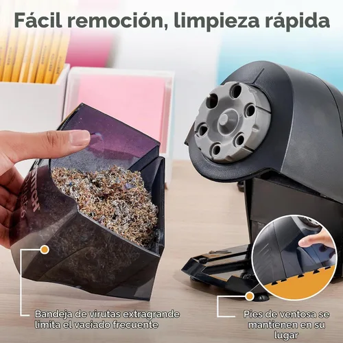 Vista 6 de Bostitch Office QuietSharp 6 sacapuntas eléctrico, sacapuntas de aula resistente, selector de tamaño con 6 tamaños diferentes, para lápices