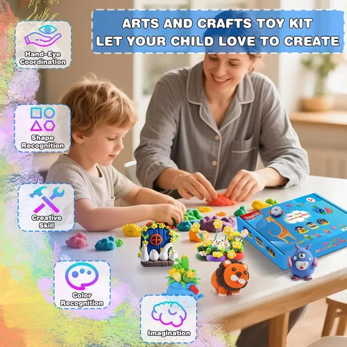 Vista 3 de ifergoo Arcilla seca al aire para niños - Kit de arcilla mágica de moldeo de 102 colores, seguro y no tóxico, juguetes de arte y manualidades