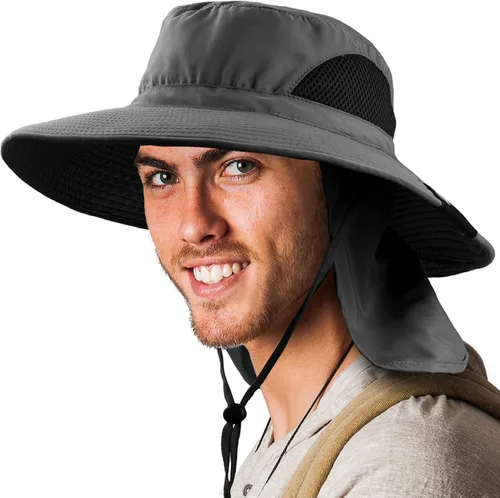 Vista 13 de SUN CUBE Sombrero de ala ancha para hombres y mujeres, sombreros de pesca, protección solar UV, sombrero de pescador, sombrero de pescador