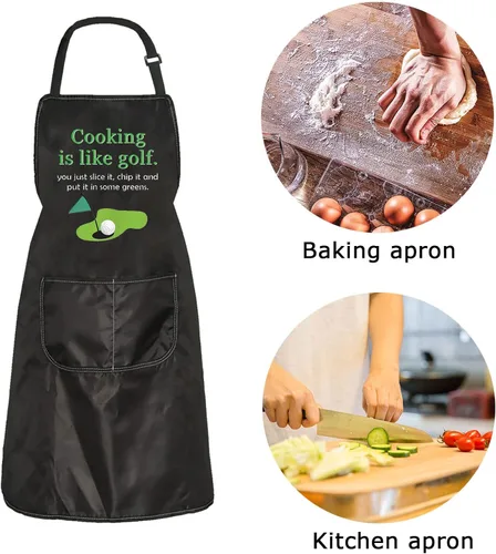 Vista 6 de ZJXHPO Cocinar es como un delantal de golf para golfistas, delantal de cocina con bolsillo para golfistas, delantal de cocina, regalo para amantes