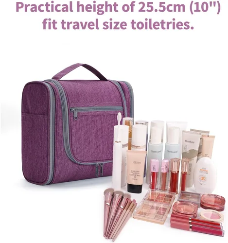 Vista 4 de Narwey - Neceser de viaje colgante, organizador de maquillaje y productos cosméticos para mujeres y hombres, Aa-morado., L