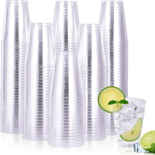 Vista 10 de JOLLY CHEF Paquete de 100 vasos de plástico dorados de 12 onzas, vasos dorados desechables, vasos de fiesta resistentes para bodas, Acción de 39.4 in